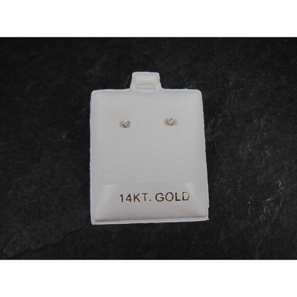 Tiny Vintage 2mm Cz Stud Earrings 14K Gold Filled New Old Stock - Picture 1 of 10